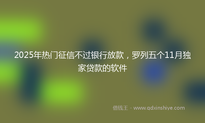 2025年热门征信不过银行放款，罗列五个11月独家贷款的软件