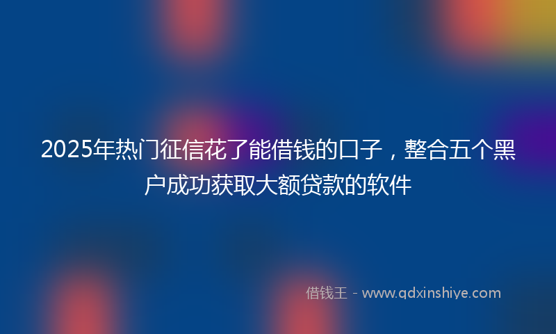 2025年热门征信花了能借钱的口子，整合五个黑户成功获取大额贷款的软件