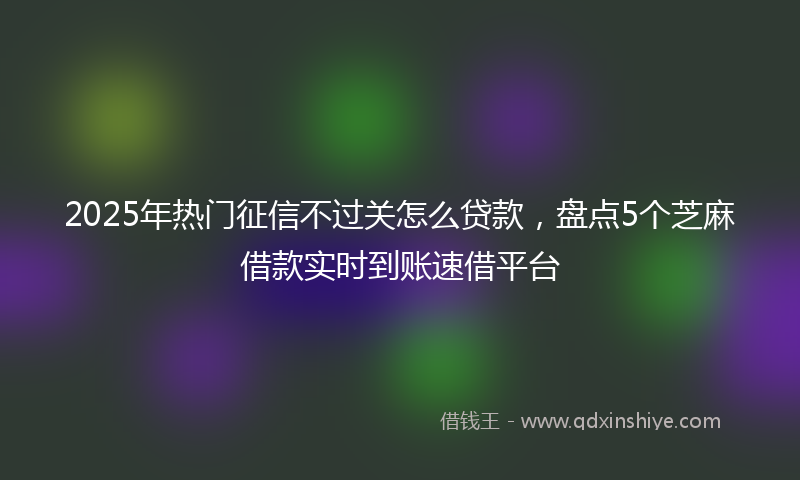2025年热门征信不过关怎么贷款，盘点5个芝麻借款实时到账速借平台