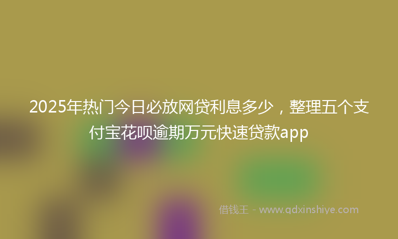 2025年热门今日必放网贷利息多少，整理五个支付宝花呗逾期万元快速贷款app
