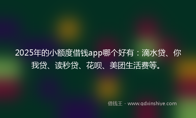2025年的小额度借钱app哪个好有：滴水贷、你我贷、读秒贷、花呗、美团生活费等。