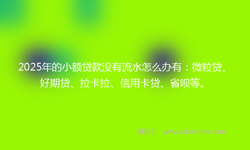2025年的小额贷款没有流水怎么办有：微粒贷、好期贷、拉卡拉、信用卡贷、省呗等。