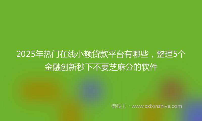 2025年热门在线小额贷款平台有哪些，整理5个金融创新秒下不要芝麻分的软件