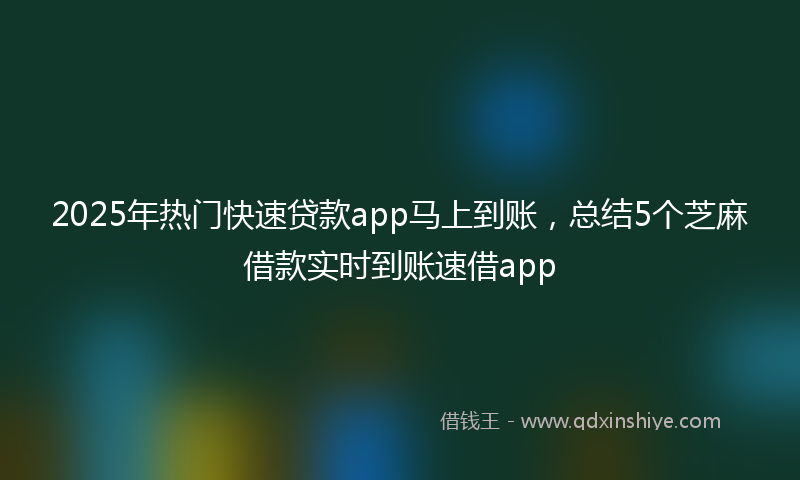 2025年热门快速贷款app马上到账，总结5个芝麻借款实时到账速借app