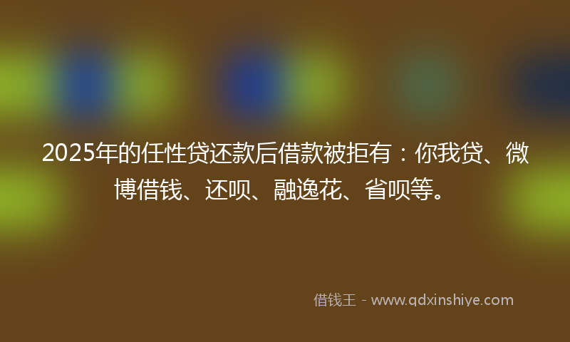 2025年的任性贷还款后借款被拒有：你我贷、微博借钱、还呗、融逸花、省呗等。