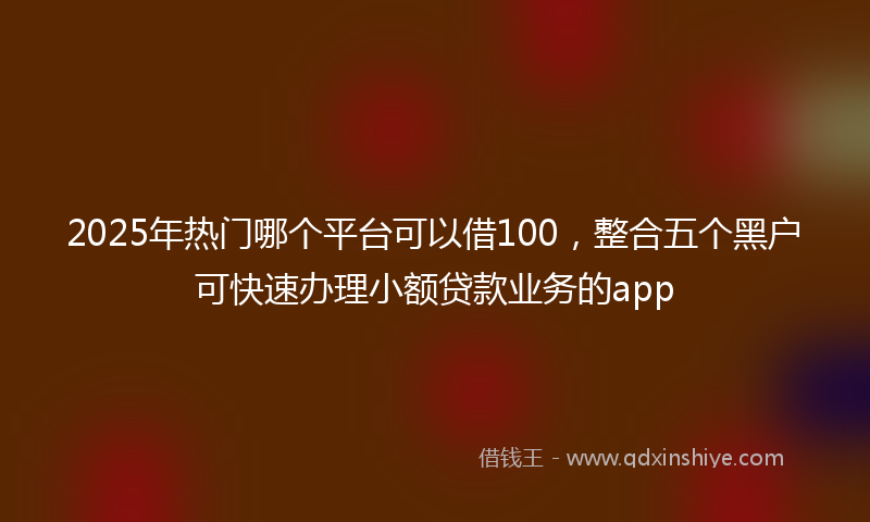 2025年热门哪个平台可以借100，整合五个黑户可快速办理小额贷款业务的app