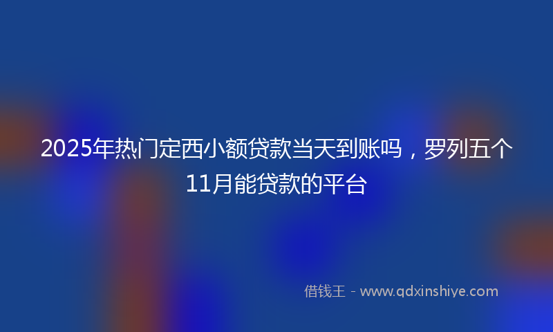 2025年热门定西小额贷款当天到账吗，罗列五个11月能贷款的平台