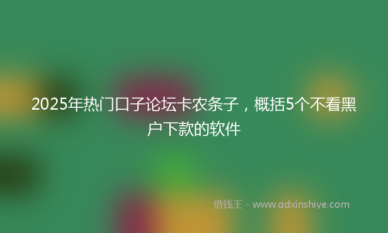 2025年热门口子论坛卡农条子，概括5个不看黑户下款的软件