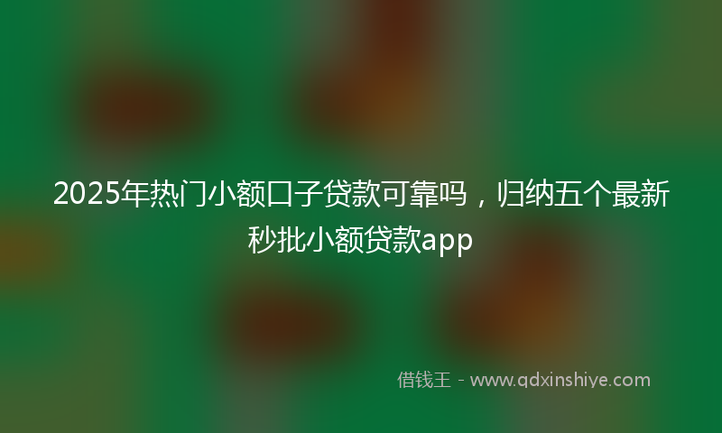 2025年热门小额口子贷款可靠吗，归纳五个最新秒批小额贷款app