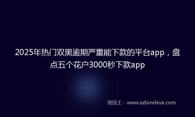 2025年热门双黑逾期严重能下款的平台app，盘点五个花户3000秒下款app