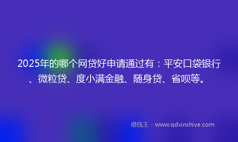 2025年的哪个网贷好申请通过有：平安口袋银行、微粒贷、度小满金融、随身贷、省呗等。