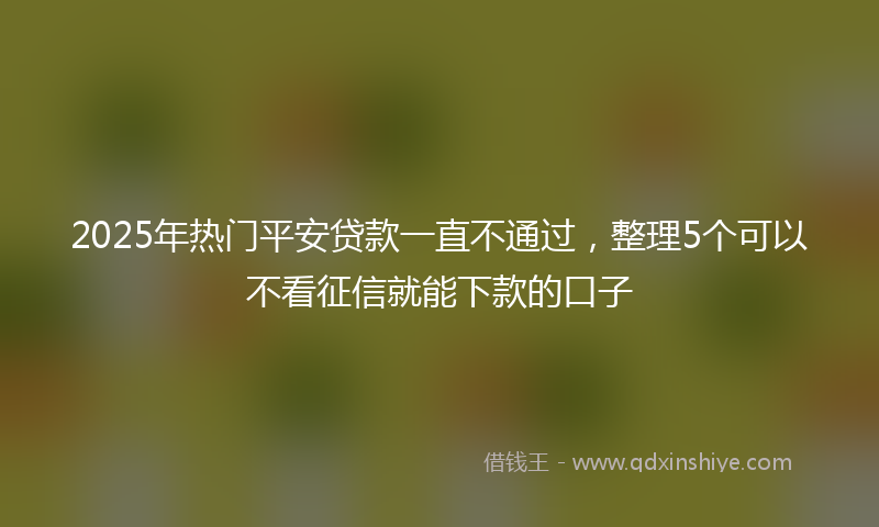 2025年热门平安贷款一直不通过，整理5个可以不看征信就能下款的口子