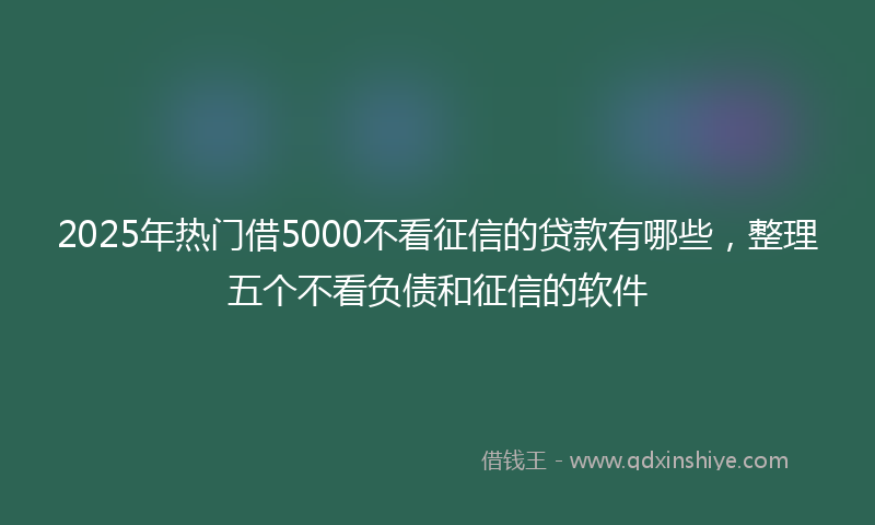 2025年热门借5000不看征信的贷款有哪些，整理五个不看负债和征信的软件