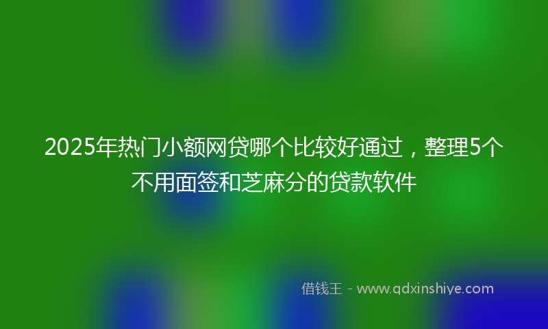 2025年热门小额网贷哪个比较好通过，整理5个不用面签和芝麻分的贷款软件