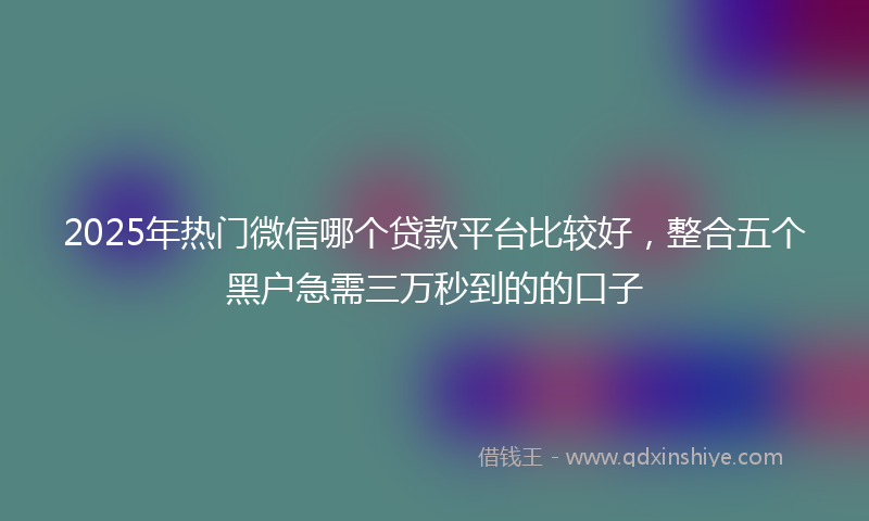 2025年热门微信哪个贷款平台比较好，整合五个黑户急需三万秒到的的口子