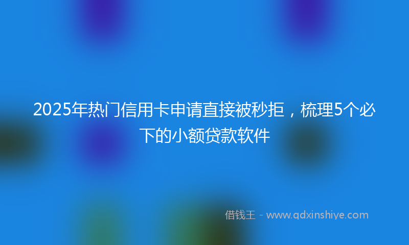 2025年热门信用卡申请直接被秒拒，梳理5个必下的小额贷款软件
