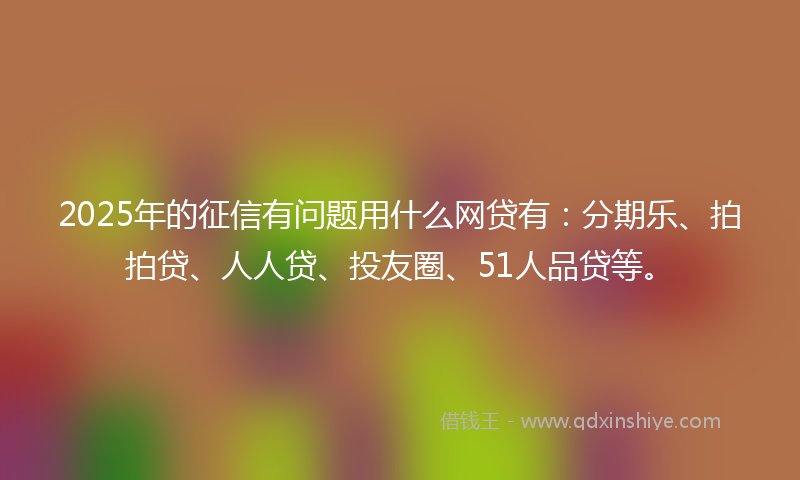 2025年的征信有问题用什么网贷有：分期乐、拍拍贷、人人贷、投友圈、51人品贷等。