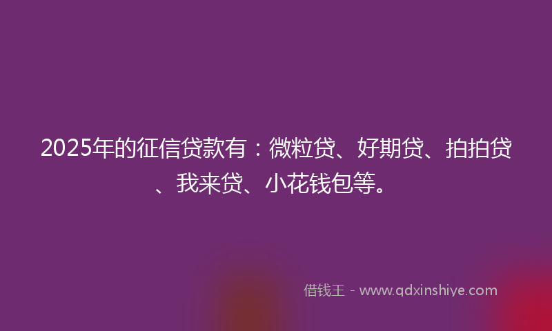 2025年的征信贷款有：微粒贷、好期贷、拍拍贷、我来贷、小花钱包等。