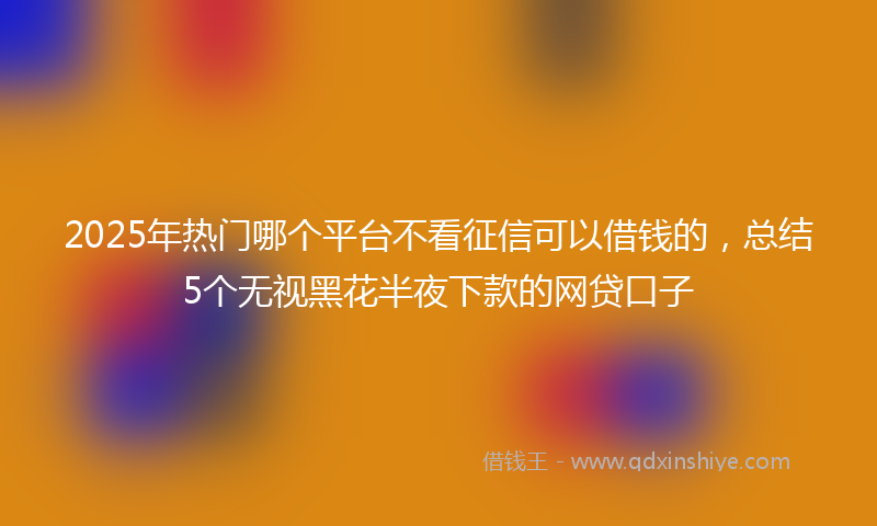 2025年热门哪个平台不看征信可以借钱的，总结5个无视黑花半夜下款的网贷口子