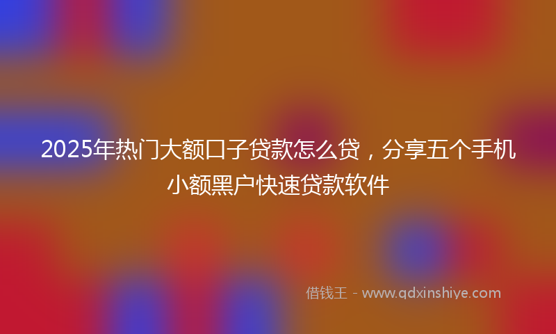 2025年热门大额口子贷款怎么贷，分享五个手机小额黑户快速贷款软件