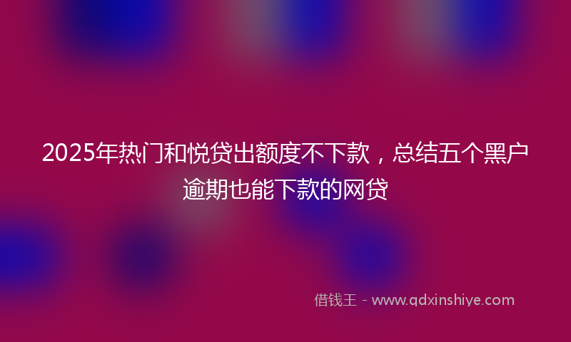 2025年热门和悦贷出额度不下款，总结五个黑户逾期也能下款的网贷