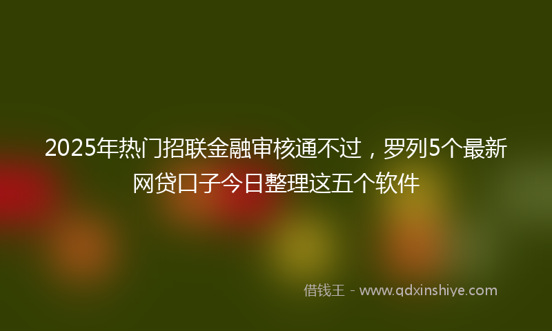 2025年热门招联金融审核通不过，罗列5个最新网贷口子今日整理这五个软件