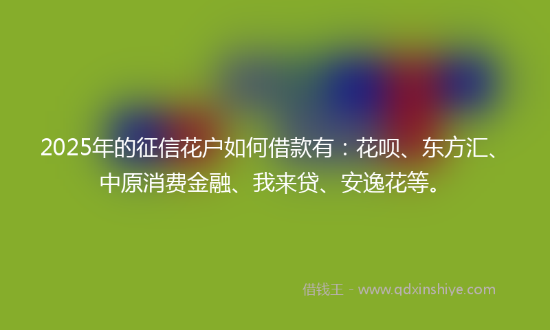 2025年的征信花户如何借款有：花呗、东方汇、中原消费金融、我来贷、安逸花等。