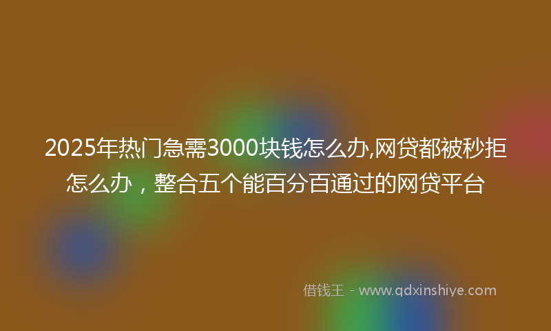 2025年热门急需3000块钱怎么办,网贷都被秒拒怎么办，整合五个能百分百通过的网贷平台