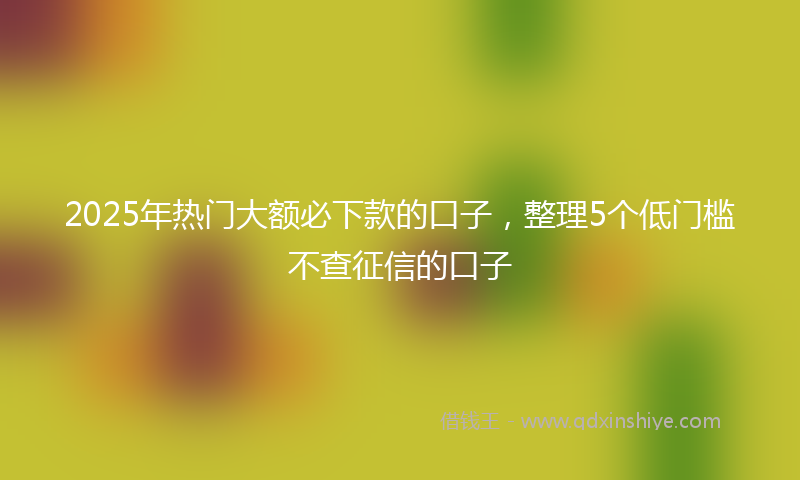 2025年热门大额必下款的口子，整理5个低门槛不查征信的口子