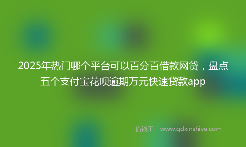 2025年热门哪个平台可以百分百借款网贷，盘点五个支付宝花呗逾期万元快速贷款app