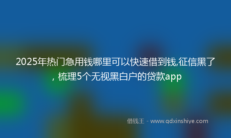 2025年热门急用钱哪里可以快速借到钱,征信黑了，梳理5个无视黑白户的贷款app