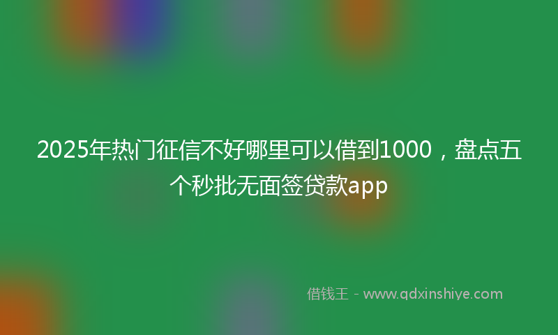 2025年热门征信不好哪里可以借到1000，盘点五个秒批无面签贷款app
