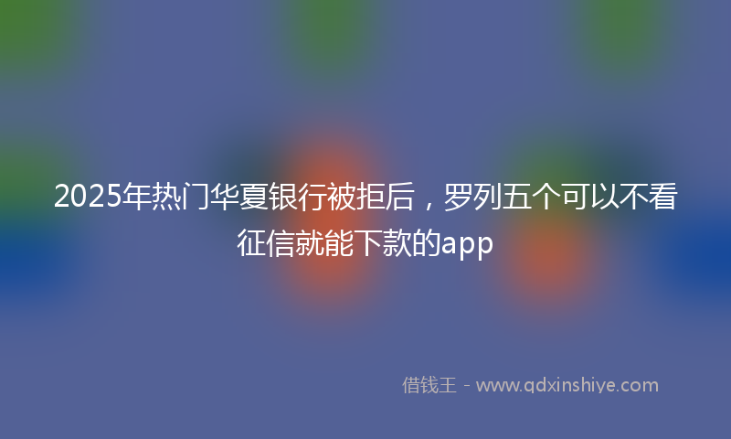 2025年热门华夏银行被拒后，罗列五个可以不看征信就能下款的app