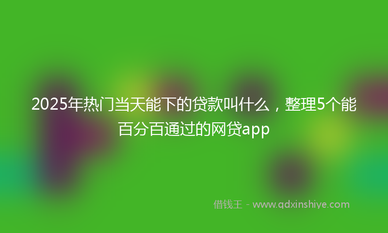 2025年热门当天能下的贷款叫什么，整理5个能百分百通过的网贷app