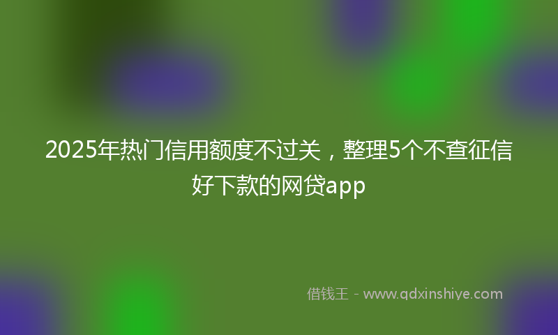 2025年热门信用额度不过关，整理5个不查征信好下款的网贷app