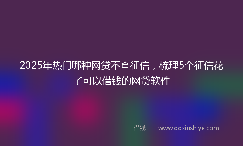 2025年热门哪种网贷不查征信，梳理5个征信花了可以借钱的网贷软件