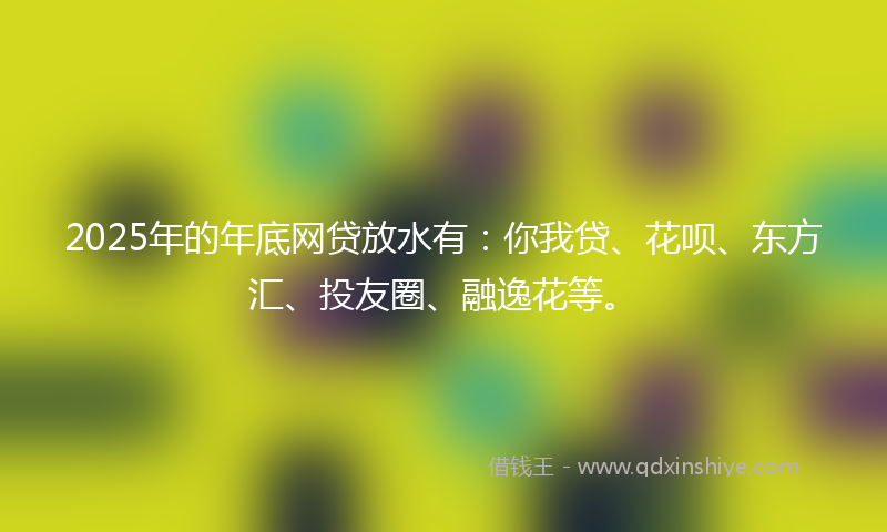 2025年的年底网贷放水有：你我贷、花呗、东方汇、投友圈、融逸花等。