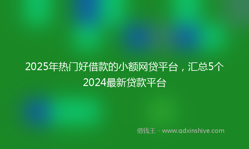 2025年热门好借款的小额网贷平台，汇总5个2024最新贷款平台