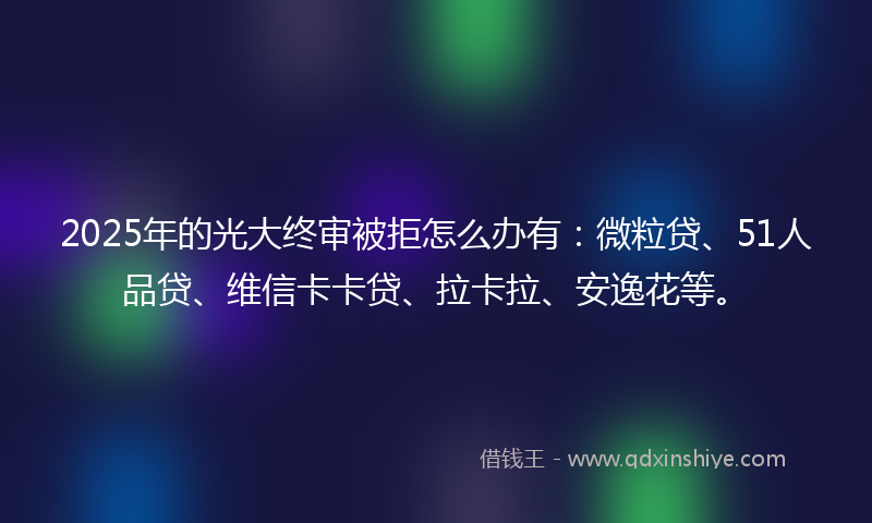 2025年的光大终审被拒怎么办有：微粒贷、51人品贷、维信卡卡贷、拉卡拉、安逸花等。