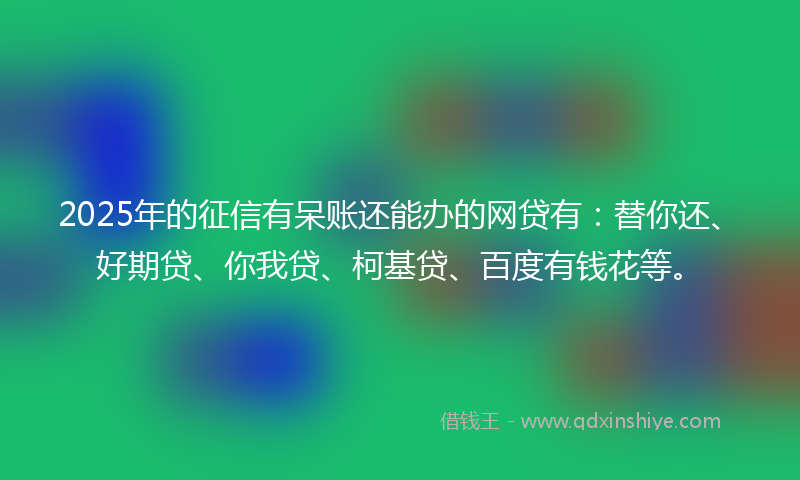 2025年的征信有呆账还能办的网贷有：替你还、好期贷、你我贷、柯基贷、百度有钱花等。