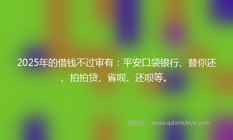 2025年的借钱不过审有：平安口袋银行、替你还、拍拍贷、省呗、还呗等。