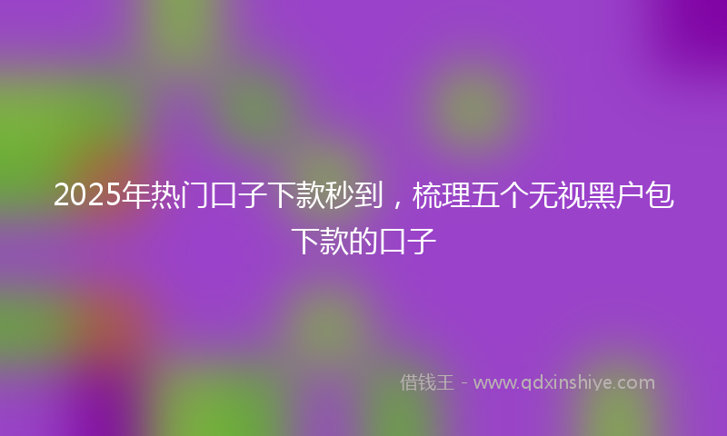 2025年热门口子下款秒到，梳理五个无视黑户包下款的口子