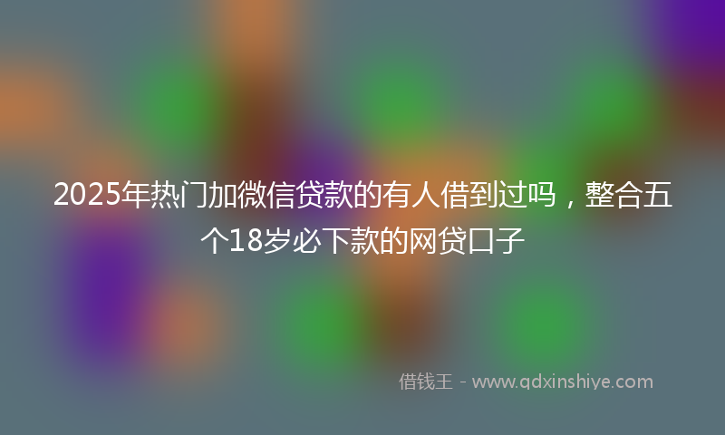2025年热门加微信贷款的有人借到过吗，整合五个18岁必下款的网贷口子