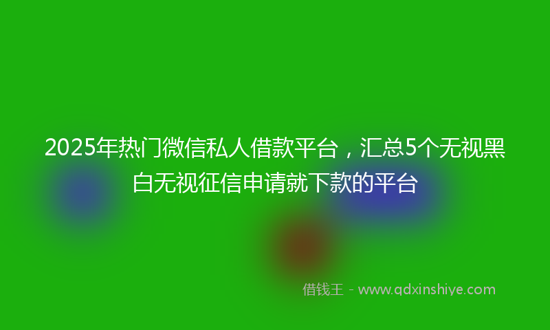 2025年热门微信私人借款平台，汇总5个无视黑白无视征信申请就下款的平台