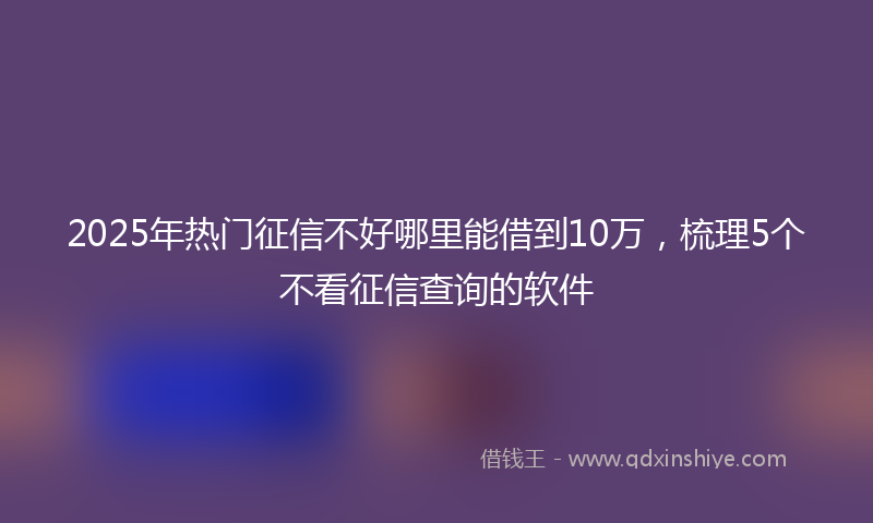 2025年热门征信不好哪里能借到10万，梳理5个不看征信查询的软件