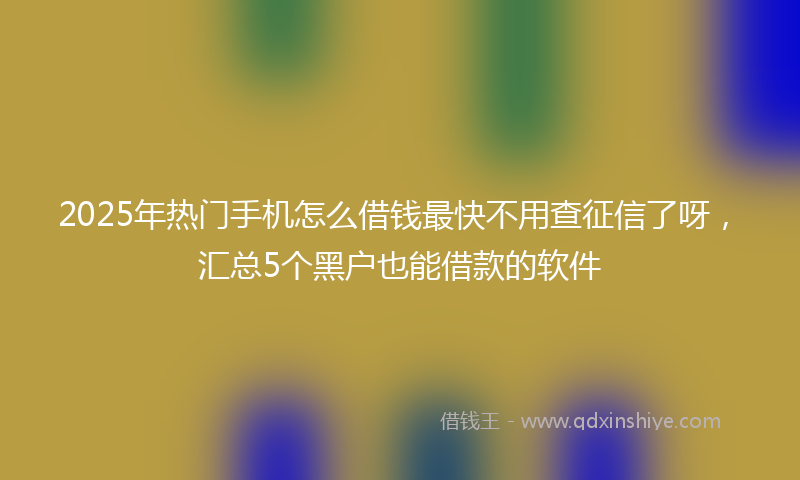 2025年热门手机怎么借钱最快不用查征信了呀，汇总5个黑户也能借款的软件