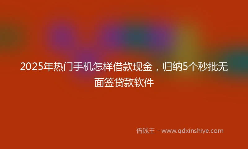 2025年热门手机怎样借款现金，归纳5个秒批无面签贷款软件