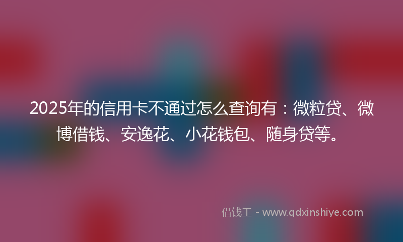 2025年的信用卡不通过怎么查询有：微粒贷、微博借钱、安逸花、小花钱包、随身贷等。