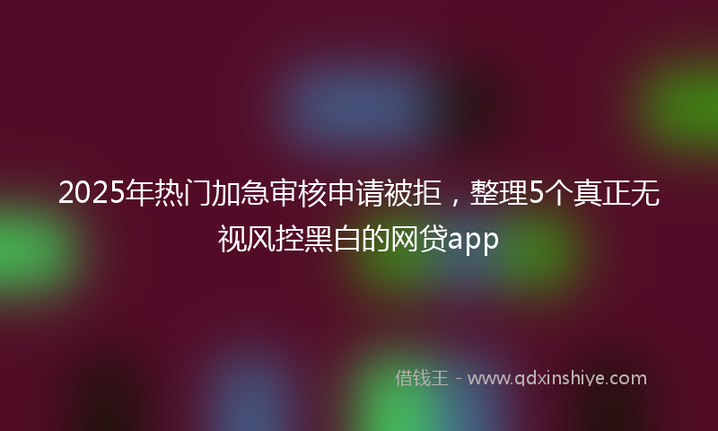 2025年热门加急审核申请被拒，整理5个真正无视风控黑白的网贷app