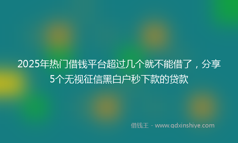 2025年热门借钱平台超过几个就不能借了，分享5个无视征信黑白户秒下款的贷款